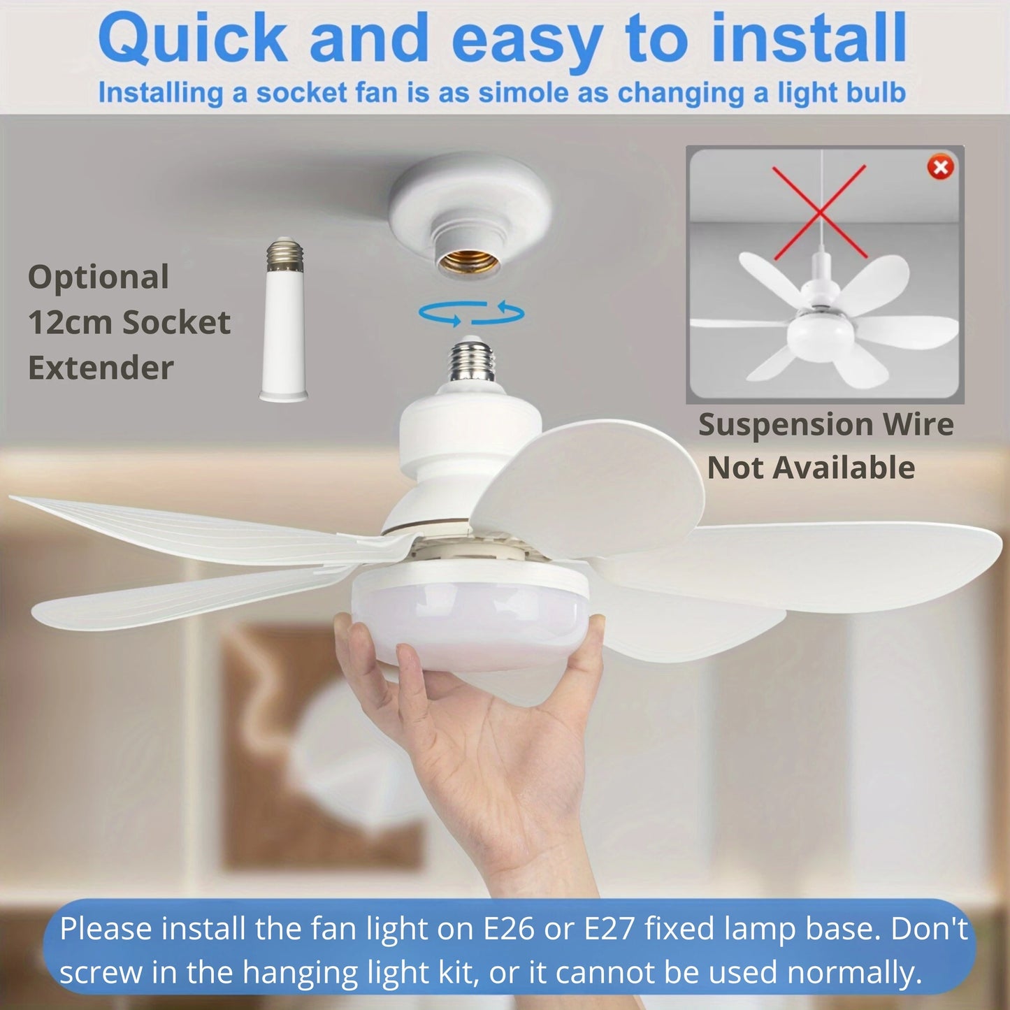 Screw-In Remote Ceiling Fan & Light