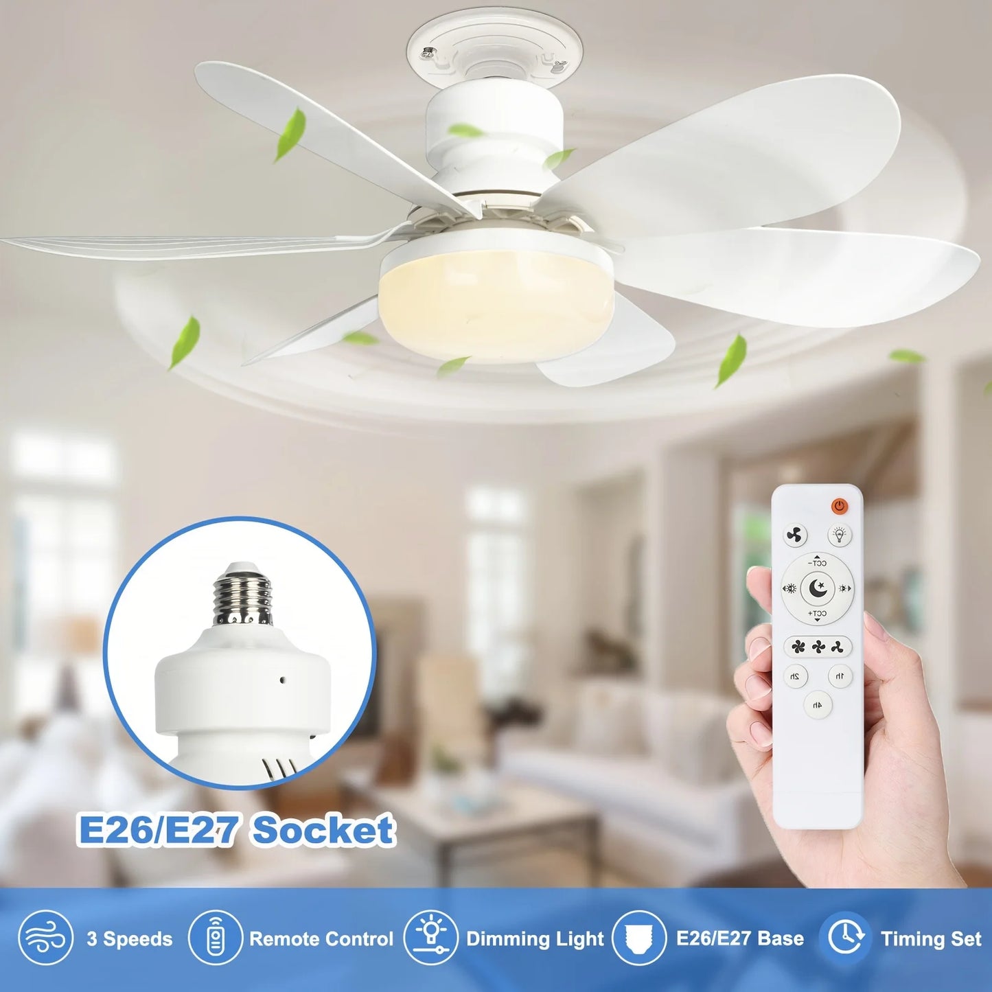 Screw-In Remote Ceiling Fan & Light