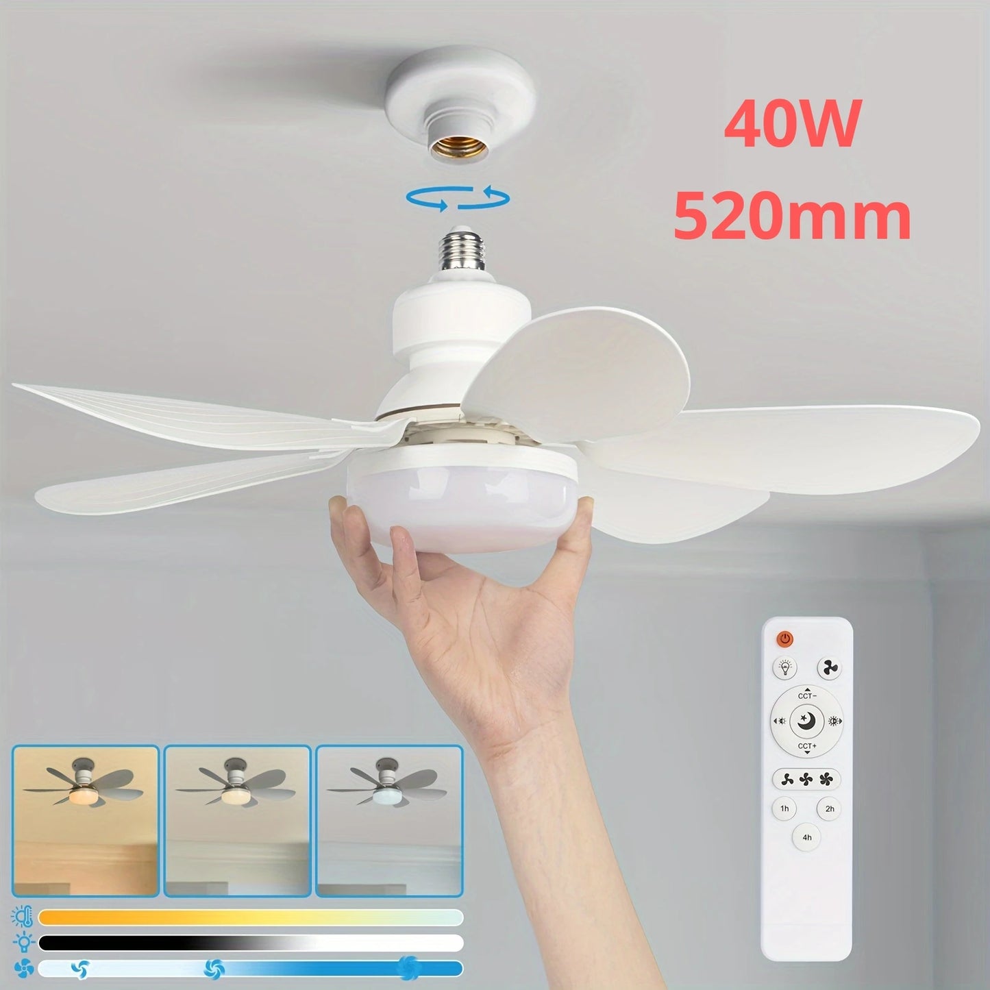 Screw-In Remote Ceiling Fan & Light